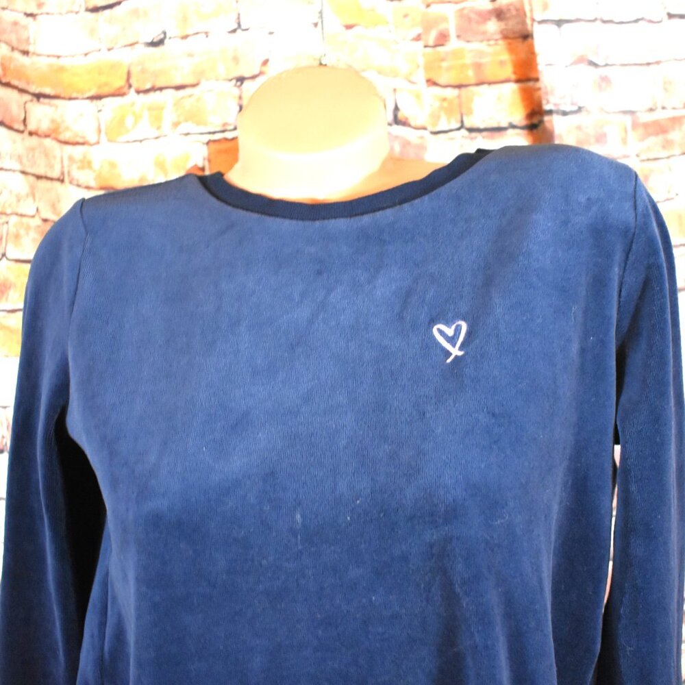 Victorias Secret Medium Crushed Velvet Sweater Open Back Navy Blue Pullover - Picture 3 of 10